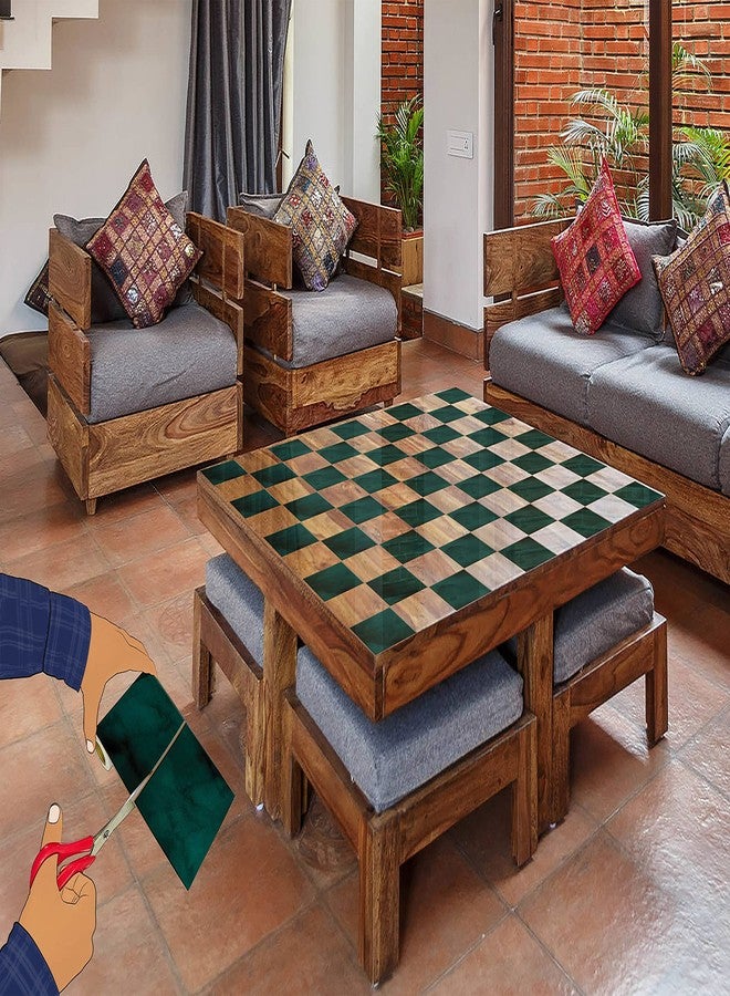 WallDesign ملصق بلاط WallDesign باللون الأخضر الزجاجي - 25 بلاطة ذاتية اللصق لتزيين المطبخ والحمام والأثاث والأبواب والأرضيات - فيلم فينيل متين 4.8 بوصة × 10 أقدام - Image 5